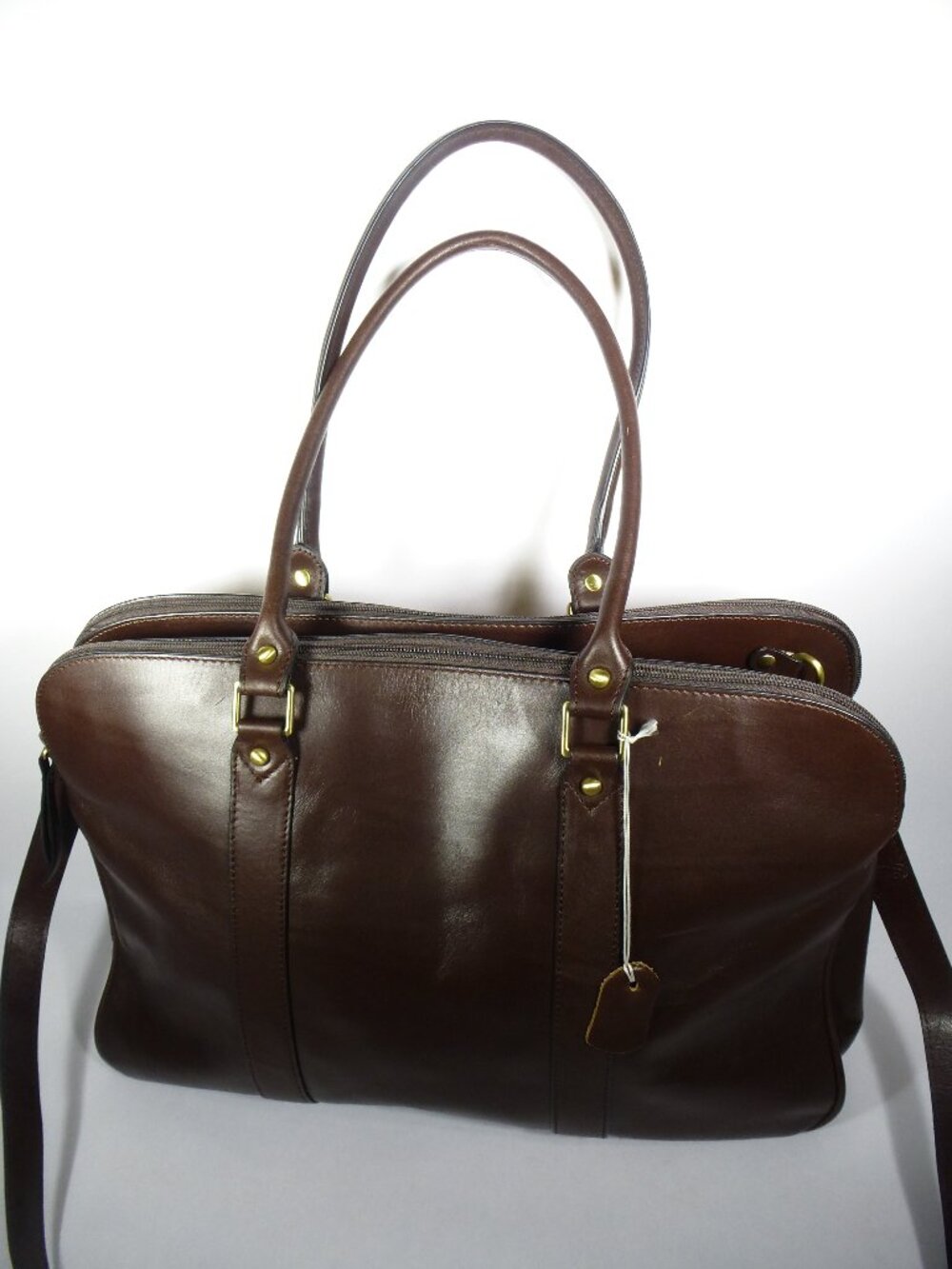 New Florence Leather Market dark chocolate brown soft Italian leather satchel